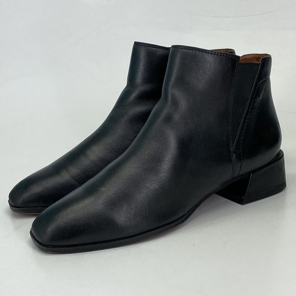 Franco Sarto Nico Ankle‎ Bootie Women Size 7.5M Black Leather Side Zip (D9) - Picture 1 of 12